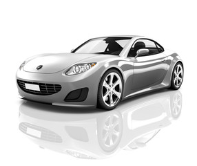 Plakat 3D Luxury Silver Sports Car