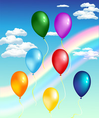 balloons with rainbow