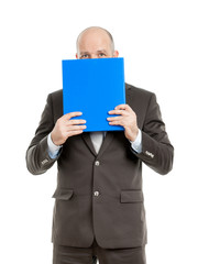 business man with blue folder