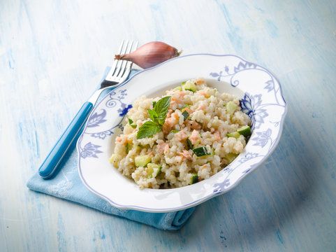 risotto with fresh salmon and zucchinis