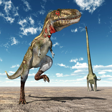 Die Dinosaurier Nanotyrannus und Mamenchisaurus