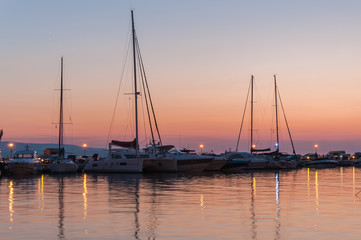 Fototapeta na wymiar Sunset at a pier in Baska Voda