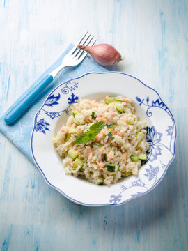 risotto with fresh salmon and zucchinis