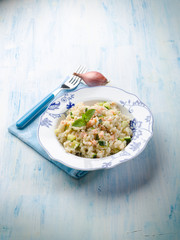 risotto with fresh salmon and zucchinis