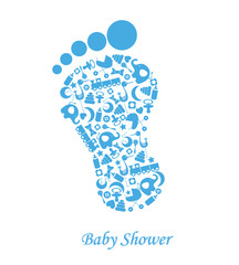 Baby shower. foot with baby icons