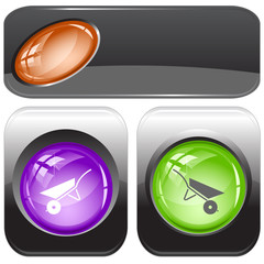 Wheelbarrow. Vector internet buttons.