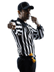 american football referee whistling silhouettes