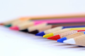 Fototapeta premium color pencils on white background