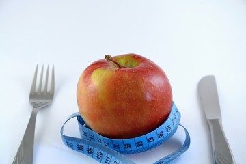 Apple diet and healthy lifestyle Measuring tape and Weight Loss