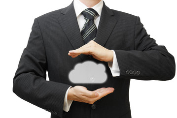 Protect cloud information data concept. Security and safety of c