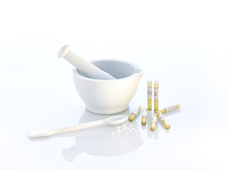 Mörser weiß Globuli Naturmedizin