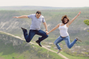 Jumping Happy Couple