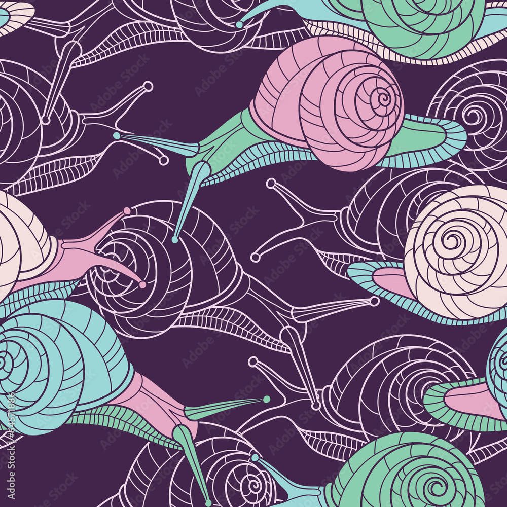 Poster snails seamless pattern