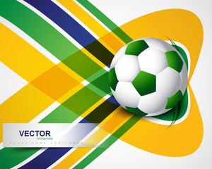 Beautiful Brazil flag concept wave colorful Soccer background ve