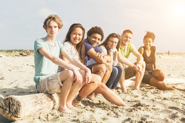 Multiracial Group of Friends at Beach