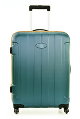 Plastic suitcase isolated on white