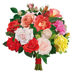 bouquet of colored roses