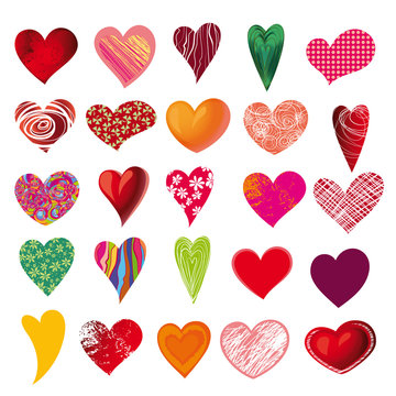 set of multicolored hearts