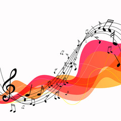 Vector Background with Colorful Music Notes