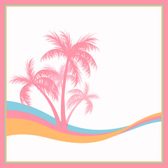 Fototapeta na wymiar Vector Illustration of a Summer Background with Palm Trees