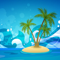 Vector Summer Background with Palm Trees