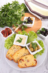 slice of loaf cake and ingredient