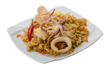 Fried rice with calamari