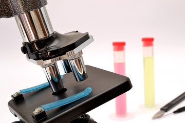 Microscope and test tubes