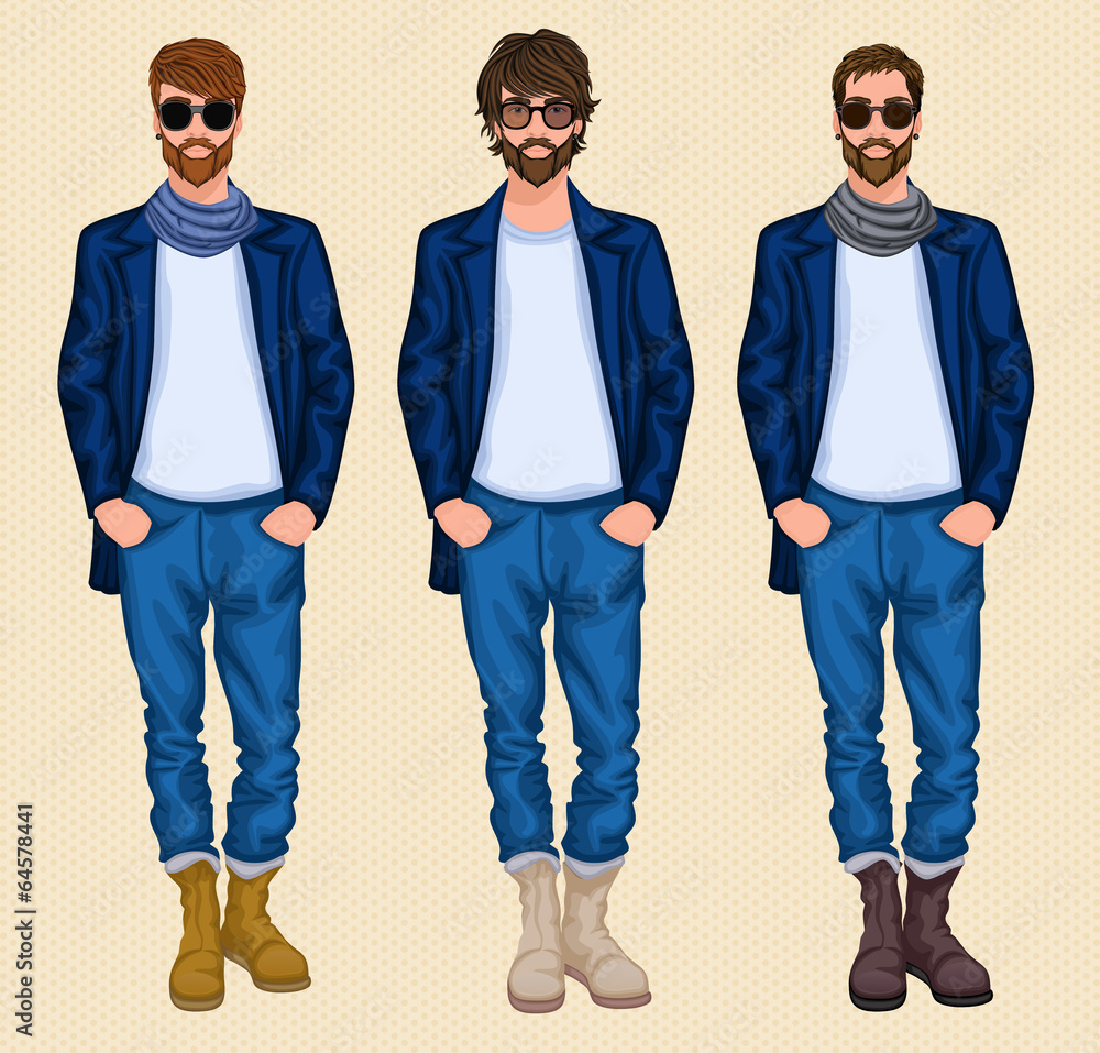 Poster hipster man set