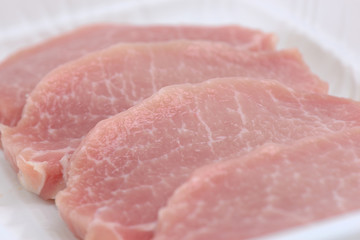 Raw pork steaks