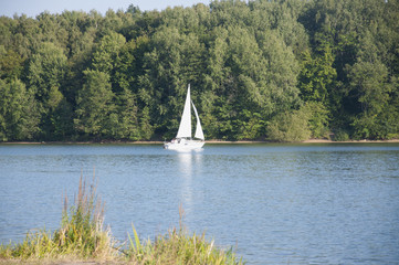 A Sailboat in Ellertshaeuser Lake (Ellertshäuser See), Germany