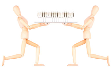 wooden Dummy waiter with champagne on tray