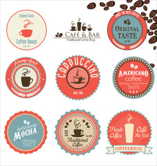 Obraz premium coffee retro badges collection