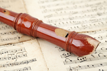 Recorder and sheet music