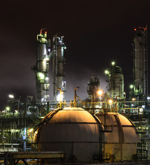 petrochemical plant on night