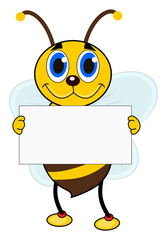 one bee with placard