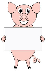 a pig with a placard