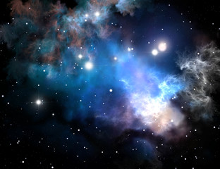 Obraz na płótnie Canvas Blue space star nebula