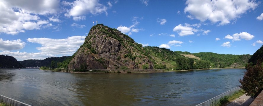 Loreley Rock Next To River Rhine Germany 