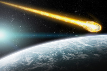 Asteroids over planet earth