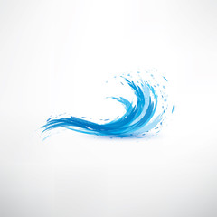 blue water wave, abstract vector symbol - 64588263