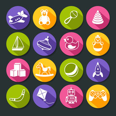 Toys Round Icons Set