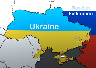 Obraz premium Attacks on Ukraine. Map.