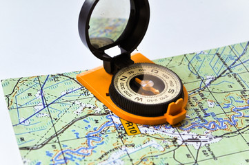 Compass on the map.