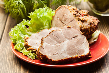 Slices of roasted shoulder