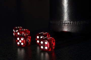 Red Dice with a Black Dice Cup