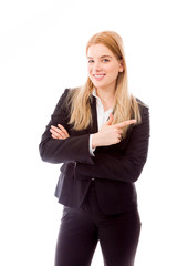 Portrait of a businesswoman pointing