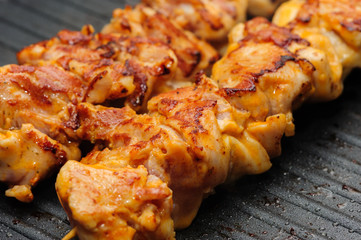 chicken shish kebab on skewers