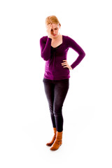 Fototapeta premium Young woman suffering from headache