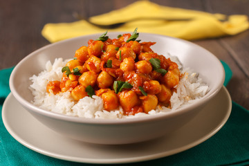 chickpea curry with basmati rice - obrazy, fototapety, plakaty